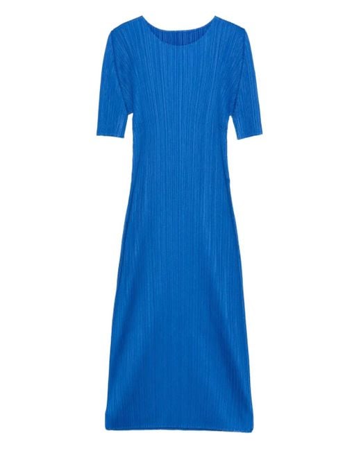 Pleats Please Issey Miyake Blue Pleated Long Dress