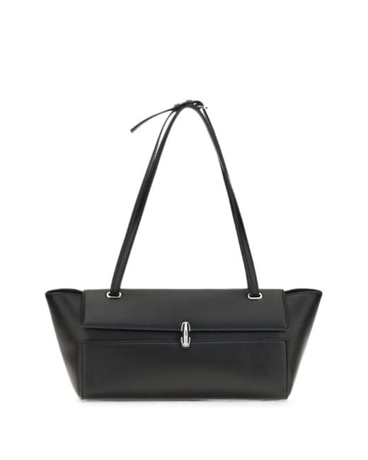 SAVETTE Black Symmetry Trapeze Leather Shoulder Bag