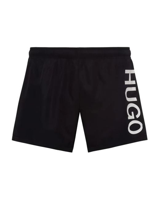 HUGO Black Logo-Detail Swim Shorts for men