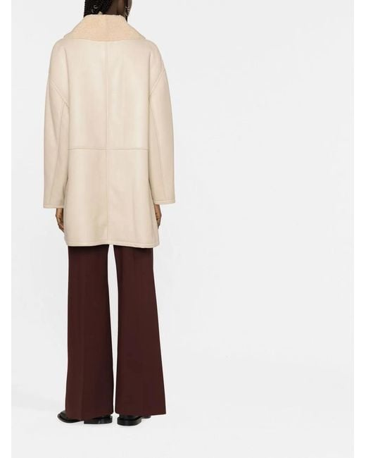 Loulou de Saison Natural Neutral Namo Leather Double-breasted Coat - Women's - Lamb Skin/sheep Skin/shearling