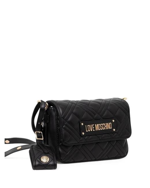 Borsa A Spalla Mini Trapuntata di Love Moschino in Black