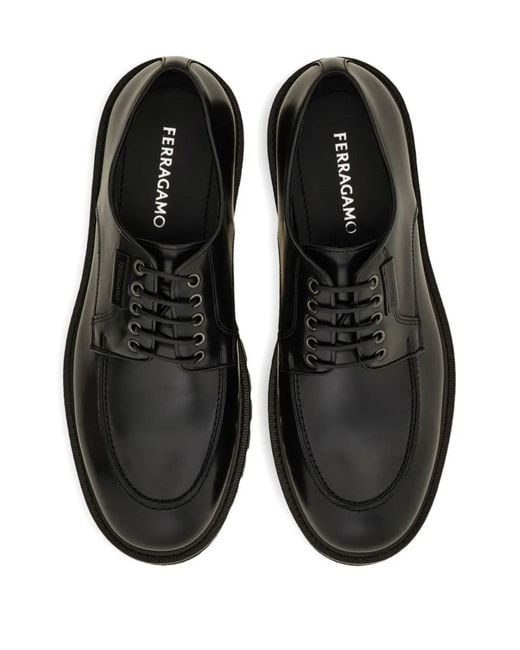 Derby Stringate di Ferragamo in Black da Uomo