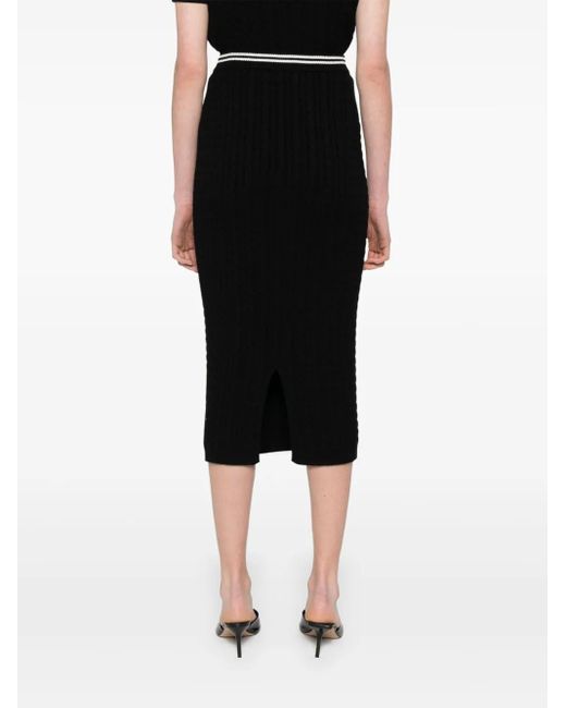 Alessandra Rich Black Cotton Midi Skirt