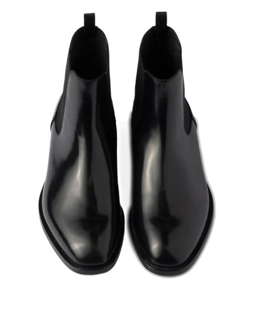 Prada Black Elastic-Gusset Chelsea Boots for men