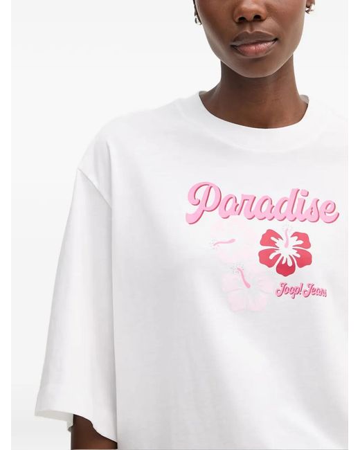 Joop! White Graphic-Print Boxy-Fit T-Shirt