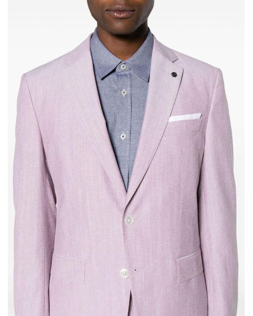 Boss Purple Brooch-detail Single-breasted Suit for men