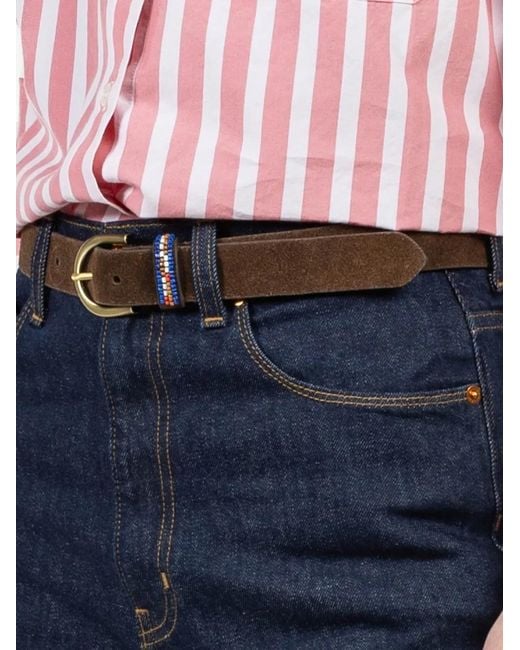 Xirena Brown Beaded Buckle Belt