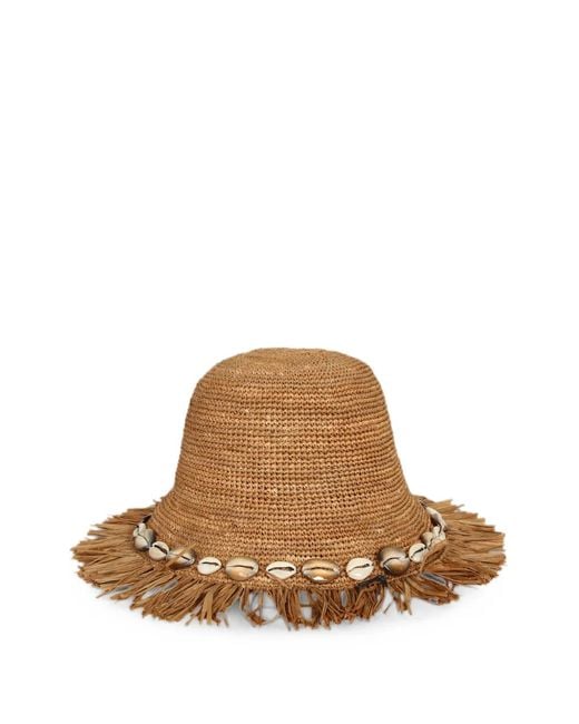 Alanui Brown Shell-Embellished Fringed Hat