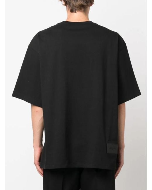 we11done Black Logo-Print Cotton T-Shirt