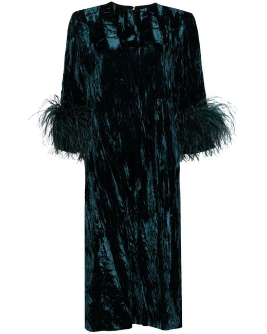16Arlington Black Billie Feather-trim Midi Dress