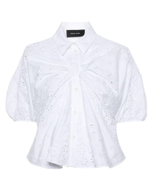 Blusa con bordado inglés Simone Rocha de color White