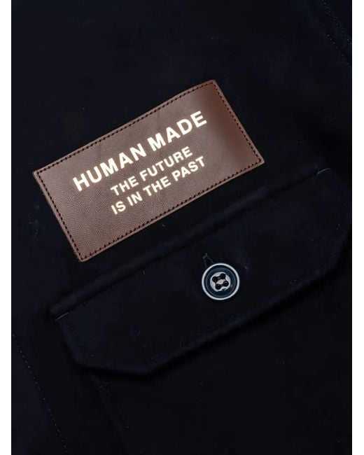 Human Made Blue Embroidered-Logo Overshirt for men
