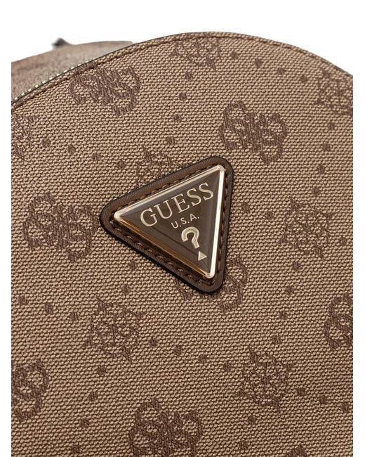 Guess Brown Monogram Zip Backpack