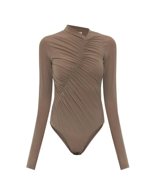 Agolde Brown Lupin Ruched Bodysuit