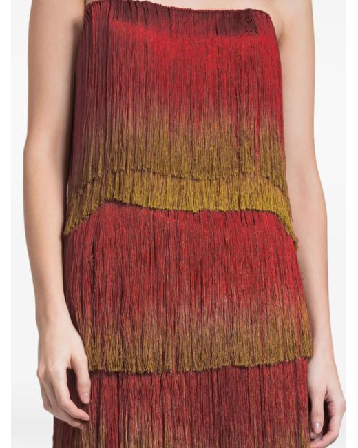 Gemy Maalouf Red Strapless Midi Dress