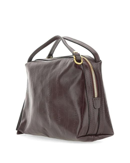 Gianni Chiarini Brown Alifa Striped-Effect Leather Tote Bag