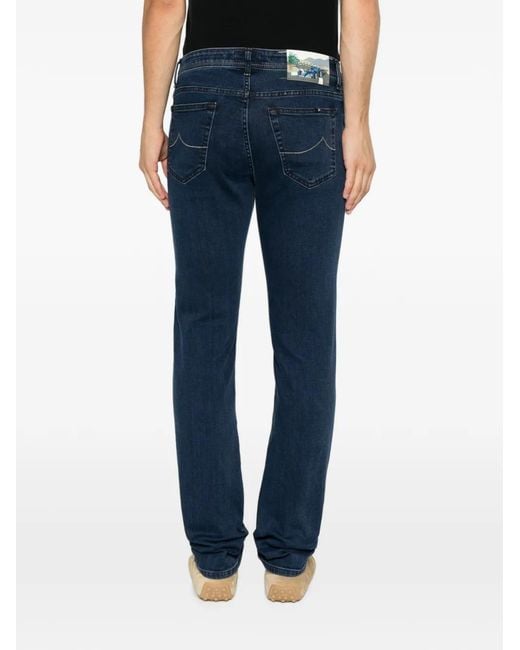 Jacob Cohen Blue Logo-Patch Jeans for men
