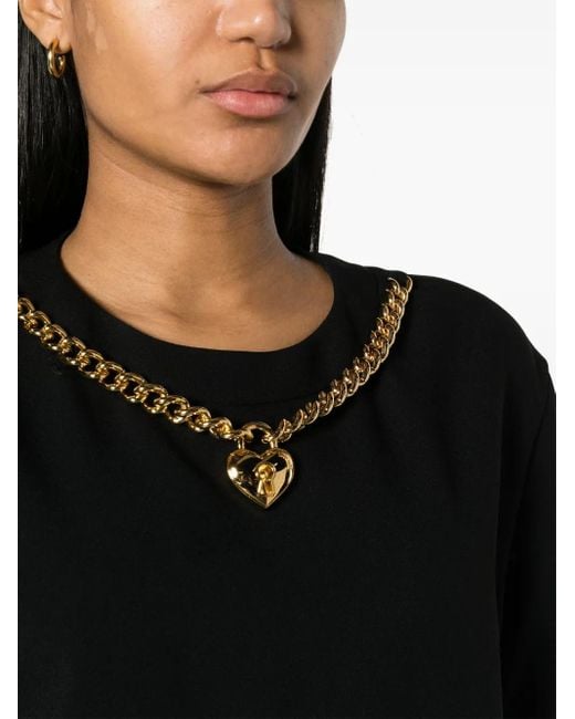 Moschino Black Heart-Charm Crepe Minidress