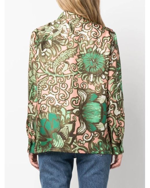 LaDoubleJ Green Boy Floral-Print Silk Shirt