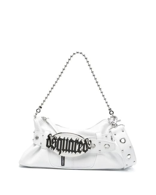DSquared² White Gothic Leather Shoulder Bag