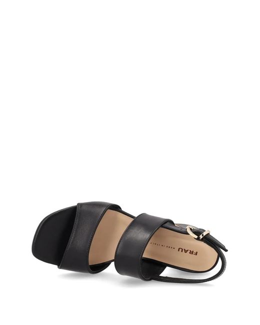 Frau Black Block-Heel Leather Sandals