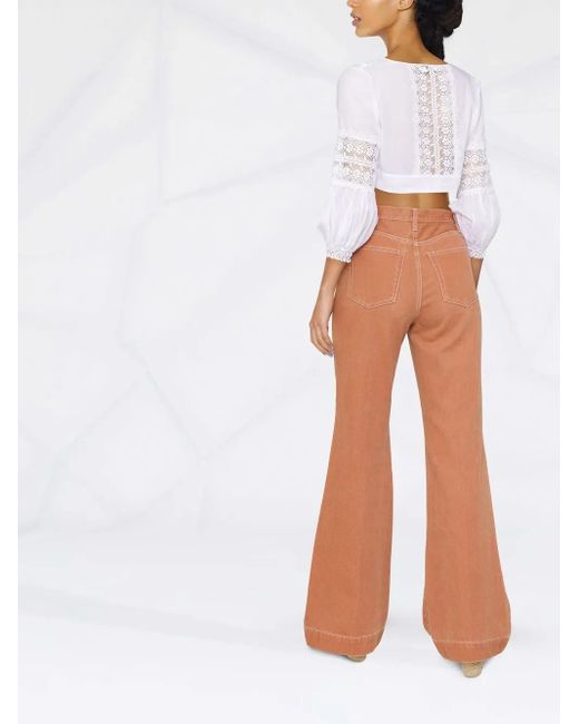 Blusa Vania con ribete de encaje Charo Ruiz de color White