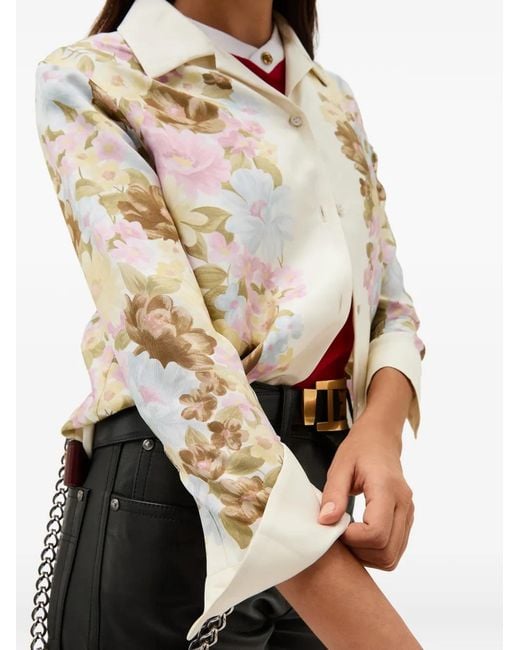 Versace White Printed Silk Twill Shirt