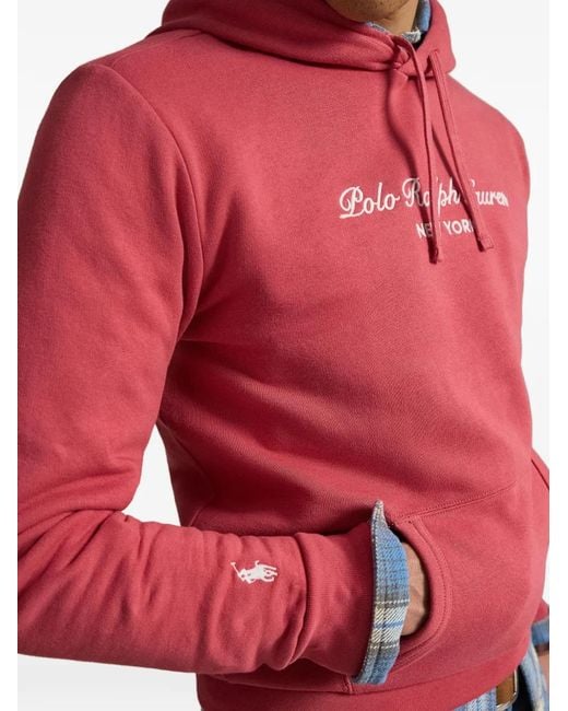 Polo Ralph Lauren Red Logo-Print Drawstring Hoodie for men