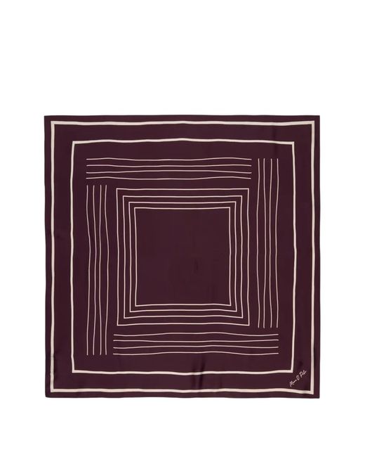 Marc O' Polo Purple Geometric Stripe-Print Square Scarf