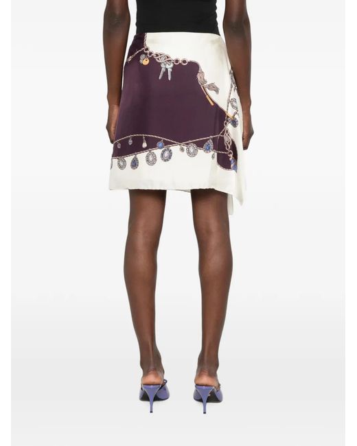 Versace Purple Stolen Jewels Printed Mini Skirt