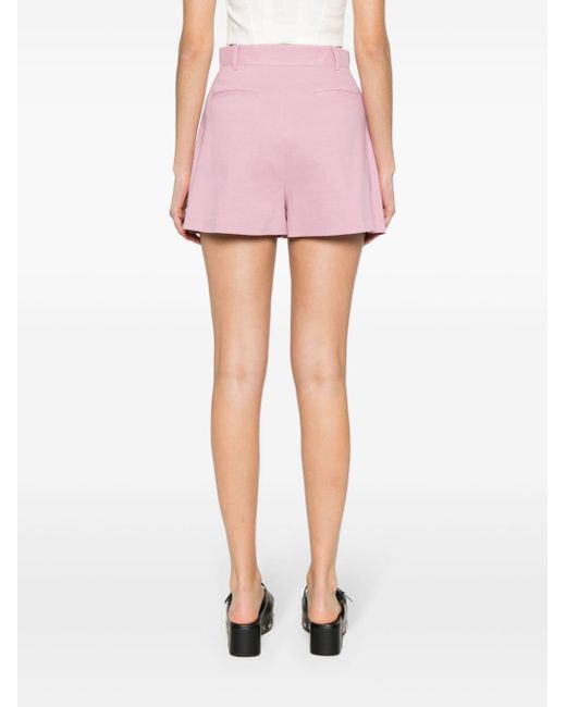 Pinko Pink High-waist Linen-blend Shorts