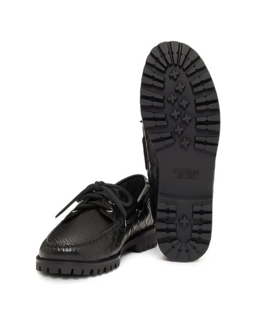 G.H.BASS Black Mallorie Camp Moc Croc-Embossed Loafers