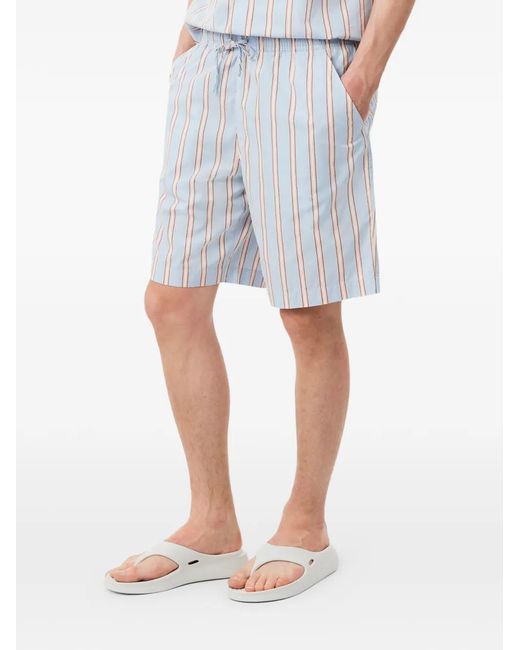 Lacoste White Striped Drawstring Shorts for men