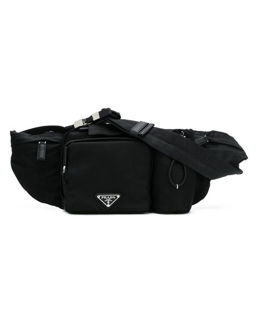 Prada Black Multi Pockets Belt Bag for men
