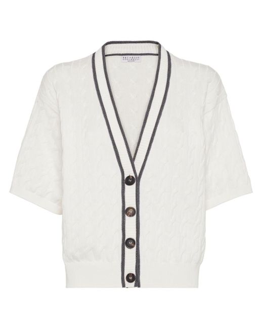 Brunello Cucinelli Kabelgebreid Vest in het White