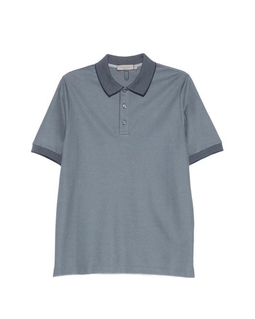 Canali Blue Contrast-Trim Polo Shirt for men