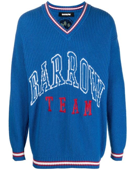 Maglione Con Logo A Intarsi di Barrow in Blue da Uomo
