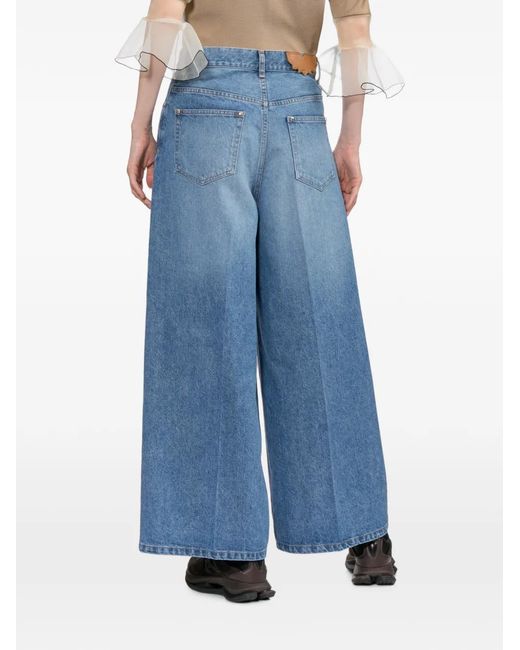 Toga Blue Jean Ample À Design Plissé