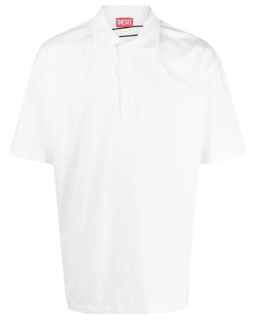DIESEL White T-Vort-Megoval-D Cotton Polo Shirt for men