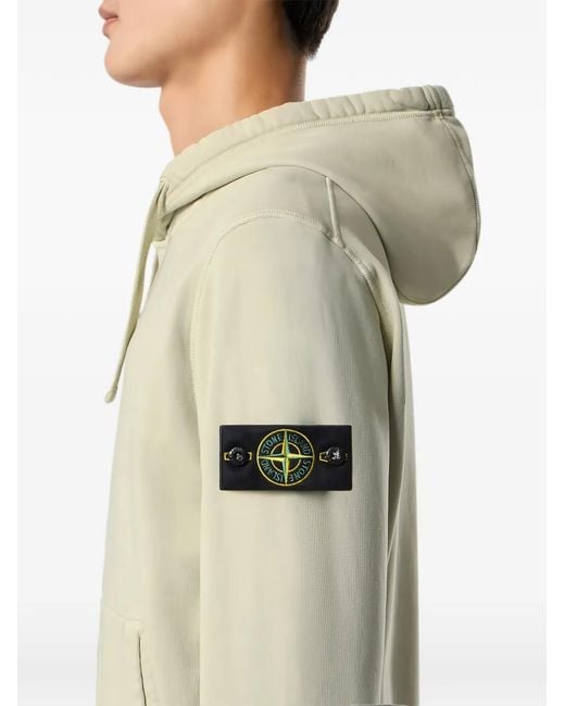 Stone Island White Logo-Patch Hoodie for men