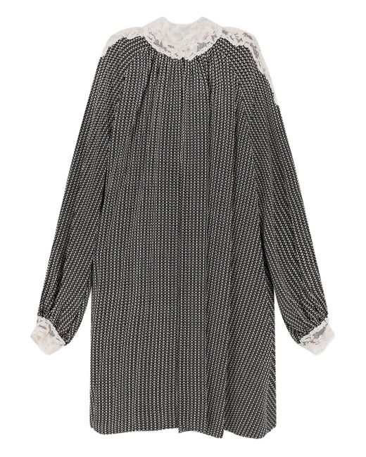 Chloé Mini-Jurk Met Geometrische Print En Afwerking Van Kant in het Gray