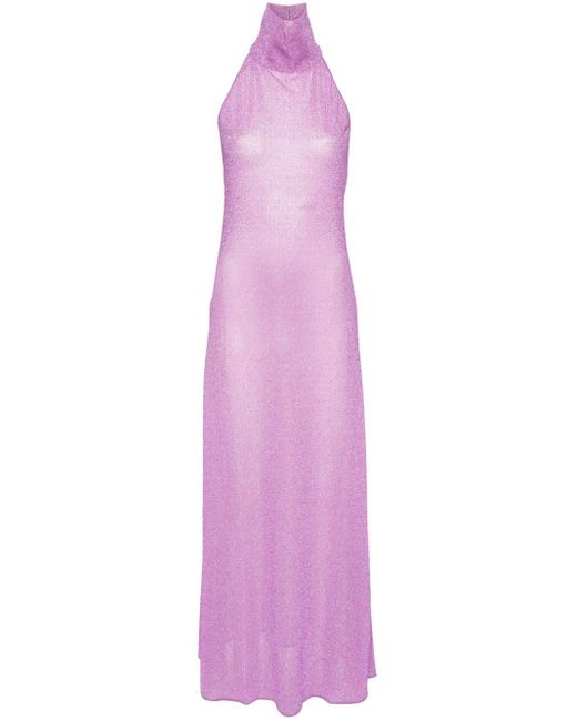 Oseree Purple Lurex Maxi Dress