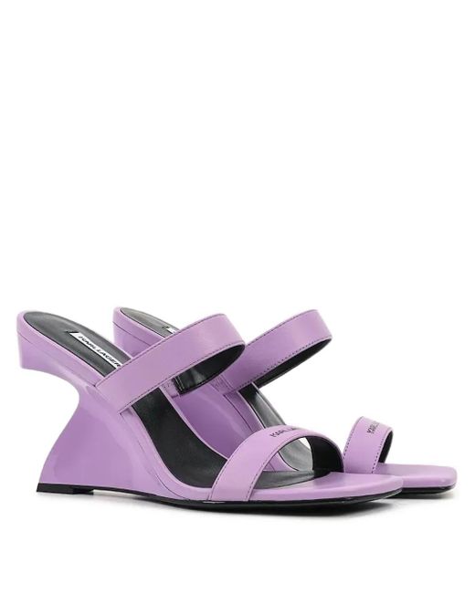 Karl Lagerfeld Purple 90Mm Waverly Double-Strap Wedge Slides