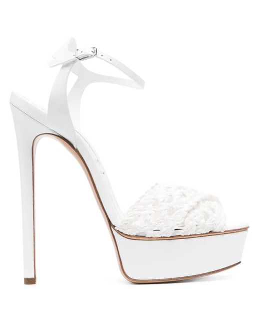Casadei White Flora Versilia 155Mm Platform Sandals