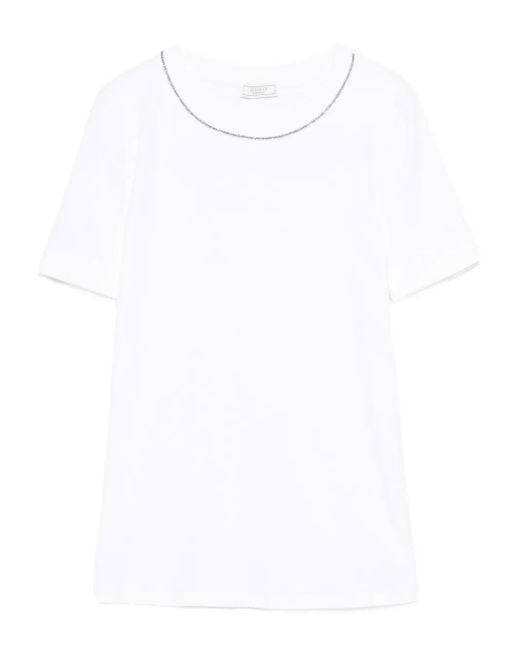 Peserico White Chain Link-Trim T-Shirt