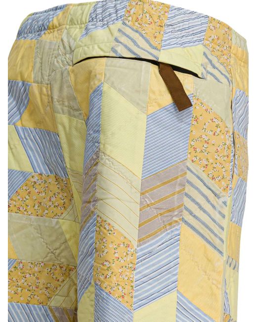 Kapital Yellow Patchwork Buckle Shorts for men