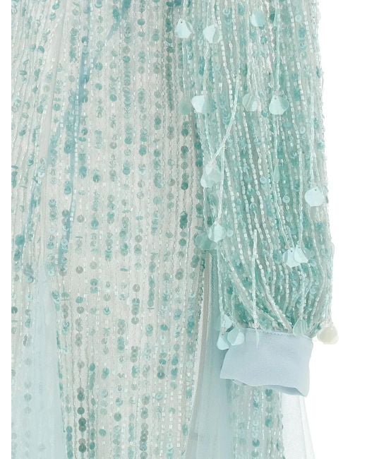 Elisabetta Franchi スパンコールトリム イブニングドレス Green