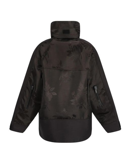 Prada Black Patterned Jacquard Padded Down Jacket