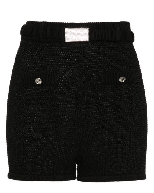 Alessandra Rich Black Sequin-embellished Knitted Shorts