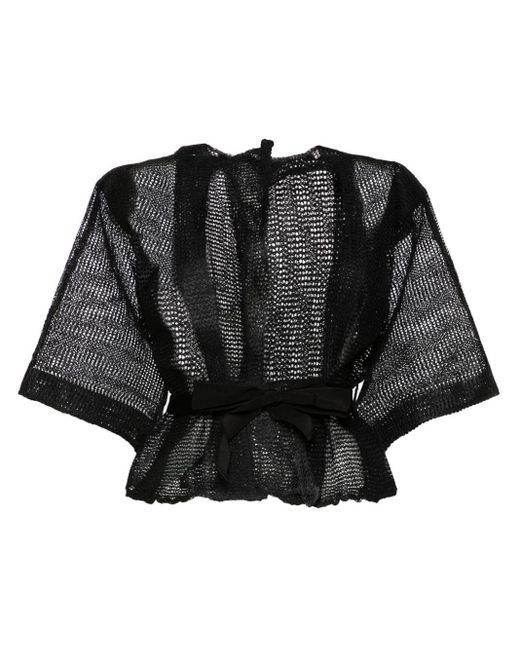 Pierantoniogaspari Black Belted Open-knit Cardigan
